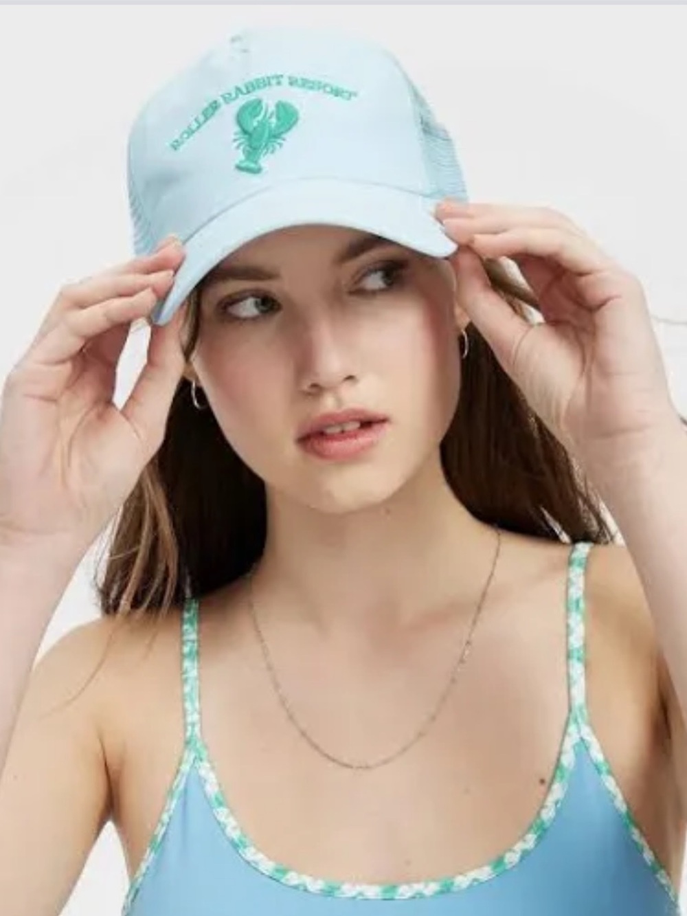 Like new, never worn Roller Rabbit Light Blue Hat with Green Lobster Embroidery - Picture 5 of 6